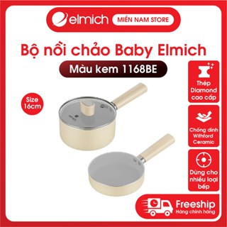 Bộ nồi chảo Elmich Baby EL-1168BE màu kem chống dính size 16cm hợp kim nhôm cao cấp sử dụng cho nhiều loại bếp