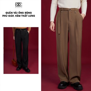 Quần vải ống rộng suông nam Độc menswear có đai chỉnh chất vải mỏng có độ bay có độ phủ giày - QV177