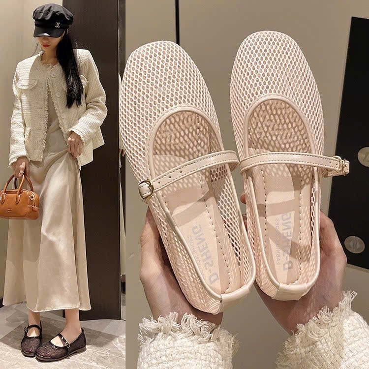 Giày Mary Jane lưới thoáng khí, nhẹ êm cho nữ, kiểu dáng thời trang, vintage thời trang - G84