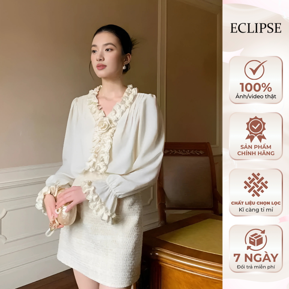 Sơ mi bèo hoa hồng ngực Ruffle Blouse ECLIPSE CLOTHING