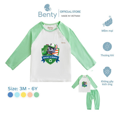Dài tay cài chéo in hình Paw Patrol BENTY chất liệu mềm mịn hình in sắc nét, đồ bộ bé trai, bé gái