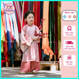  Áo Dài Cho Bé Gái  Long Phụng Dành Cho Mẹ Và Bé   TẶNG BỜM - VÒNG CổVải Gấm Vân Nổi Phối Quần Lụa Ngọc Trai Cao Cấp 