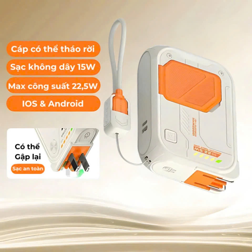 Sạc Dự Phòng 20000mAh Không Dây Có 3C, Sạc Dự Phòng Kiêm Củ Sạc Công Suất 22,5W , Sạc Cho Iphone Và Android | BigBuy360 - bigbuy360.vn