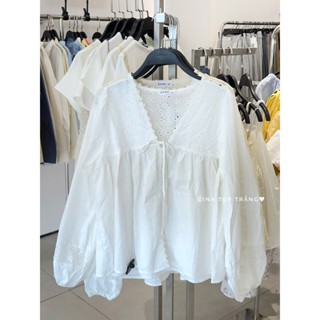 (ẢNH OLDSCHOOL) Áo babydoll chất xô mềm viền ren hoa cúc dáng rộng GINA TOP