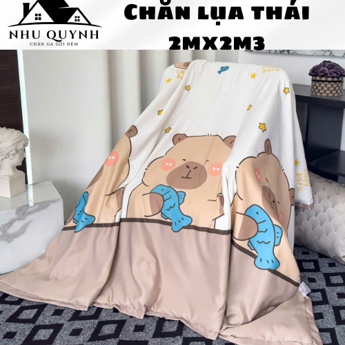 (Loại 1)Chăn hè chăn lụa thái trần bông mền hè chất liệu lụa mềm mịn nhập khẩu kích thước 2mx2m3