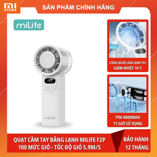 Quạt sò lạnh cầm tay miLife F2P pin 4000mAh - Màn hình led hiển thị 100 cấp độ gió