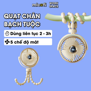  Quạt Tích Điện Mini Micofi Quạt Pin Trâu Kẹp Bàn Cầm Tay Mạnh Cho Bé Nhỏ Gọn Xe Đẩy Type-C Bạch Tuộc Hẹn Giờ 