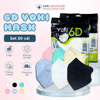 [SET 50Cái] Khẩu trang 6D YOKI Mask, Khẩu trang y tế 2.5PM kháng khuẩn 5 Lớp Dày chính hãng công ty