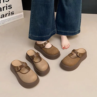 Giày slip-on retro thời trang đế 4cm mềm chống trơn trượt