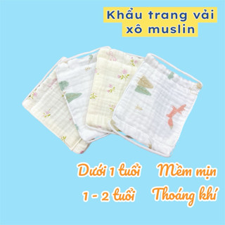 Khẩu trang vải xô - xô muslin mềm mịn thoáng khí cho bé