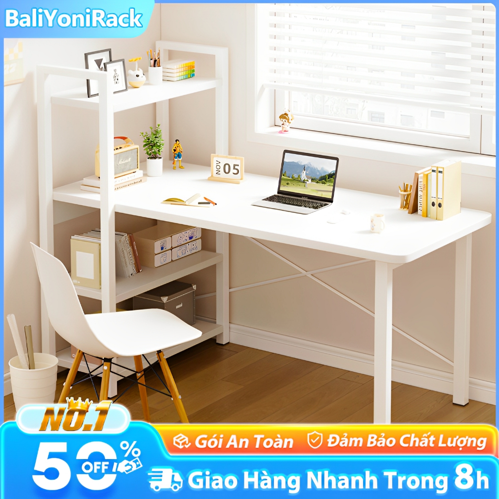 Bali Bàn Làm Việc Học Kèm Kệ Sách 120x50cm Mặt Gỗ Mdf Chân Sắt Sơn Tĩnh Điện Dễ Dàng Tháo Lắp | BigBuy360 - bigbuy360.vn