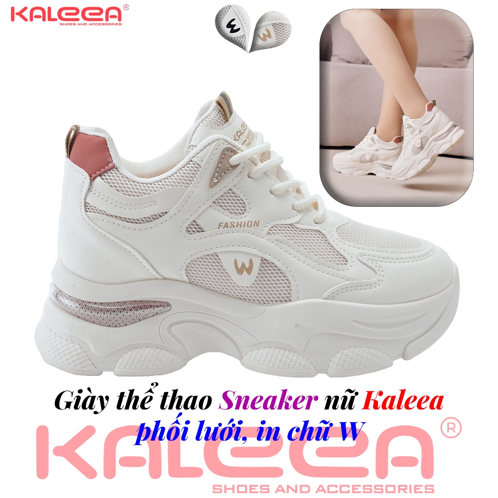 Kaleea: Giày Thể Thao Sneaker nữ phối lưới, in chữ W T155 (8P)