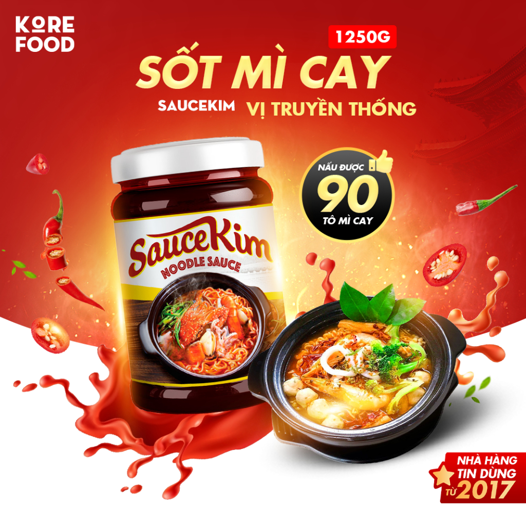 SỐT MÌ CAY SAUCEKIM NẤU MÌ CAY 7 CẤP ĐỘ NHÀ HÀNG (tặng công thức nấu)