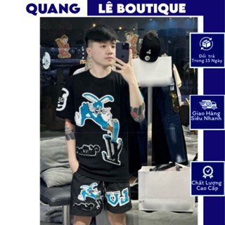 Bộ Quần Áo LV In Họa Tiết Thỏ Kèm Logo - Set Đồ Boy Phố Ngắn Tay Chất Cotton Cao Cấp Xu Hướng Thời Trang