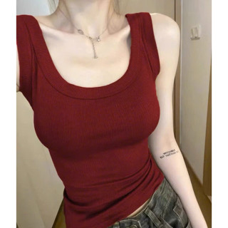 Áo  ba lỗ dây to có mút ngực 2 dây bản to cổ vuông màu trơn phong cách Hàn Quốc M11087