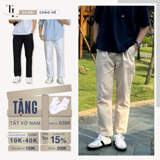 Quần Dài Kaki Dáng Baggy Ống Suông Cạp Chun Vải Kaki Thoáng Mát  Unisex Nam Nữ TL STORE M11