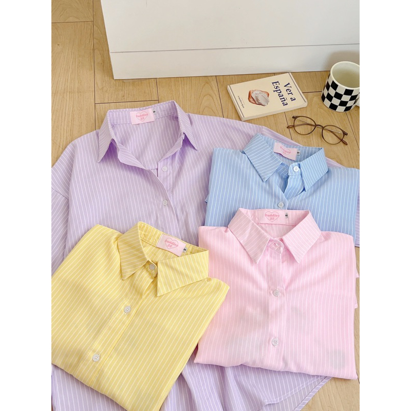 BUDDIES | Gavin Shirt | Áo sơmi sọc thêu chữ "Cherie"