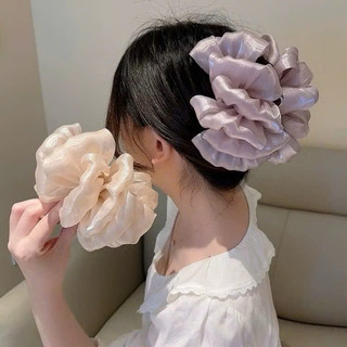  Kẹp tóc càng cua voan lưới 2 mặt cỡ lớn phong cách Hàn Quốc đơn giản màu đen kem tím S8 