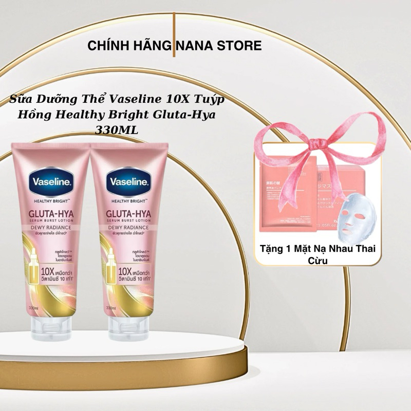 Sữa Dưỡng Thể Vaseline 10X Tuýp Hồng Healthy Bright Gluta-Hya 330ML