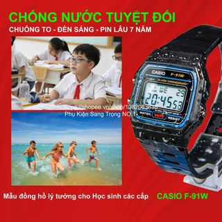  Đồng Hồ Nam Nữ Casio F-91W1 .a. Chống Nước Tuyệt Đối Siêu Bền Pin Lâu 7 Năm Bản Huyền Thoại 