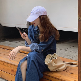 Đầm Denim dáng dài dành cho nữ, thiết kế tay ngắn thanh lịch - 55Kg.Linh