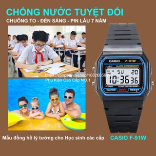 Đồng Hồ Nam/Nữ Casio F-91W1 .a., Chống Nước Tuyệt Đối, Siêu Bền, Pin Lâu 7 Năm, Mẫu Huyền Thoại