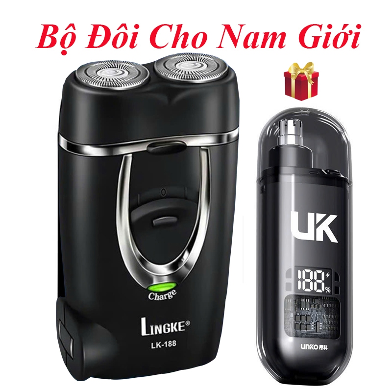[Tặng Máy Tỉa Lông Mũi UK] Máy Cạo Râu Cao Cấp LK- Siêu Mạnh Mẽ - Chống Thấm Nước, Lưỡi Dao Tự Mài