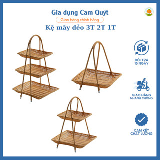 Mẹt nhựa giả mây nhiều tầng, kệ đựng đồ decor 3 tầng để hoa quả bánh kẹo hành tỏi bền đẹp sang trọng