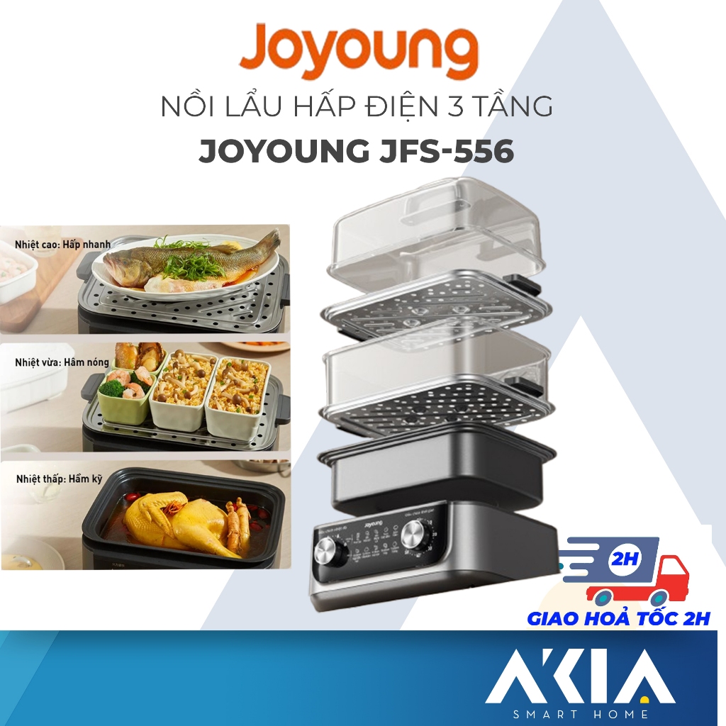 Nồi lẩu hấp điện Joyoung JFS-556 - Dung tích 16L, Công suất 1600W, Bảo hành 24 tháng