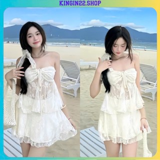 Set Đi Biển - Váy Đi Biển Có Đệm Ngực Kèm Chân Váy Xòe Ren Họa Tiết Hot Trend Mùa Hè Kingin22 G126