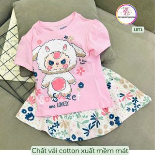  11 đến 40kg - Set bộ áo thun tay ngắn và chân váy kèm quần chip cho bé gái size đại chất cotton mặc mát T170 