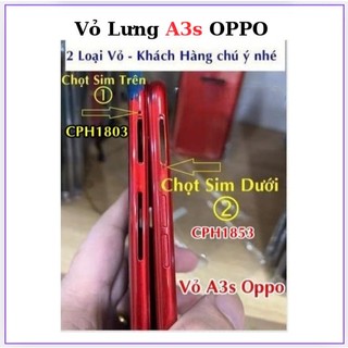 Vỏ Lưng oppo A3s,kèm kính camera,khay sim