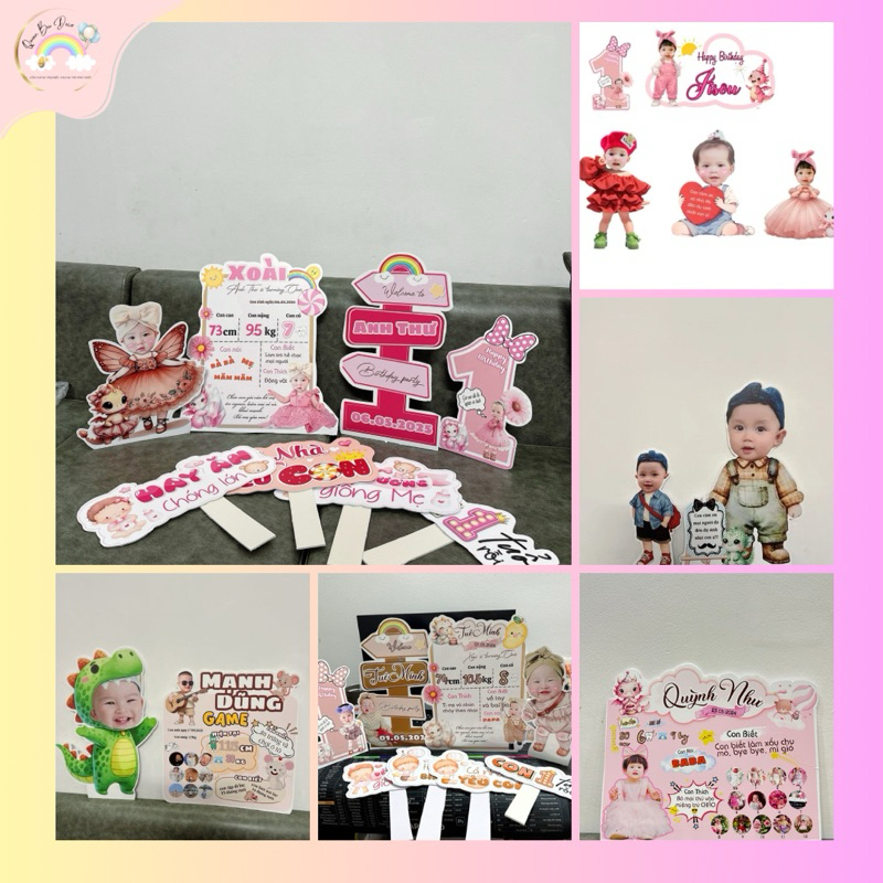 Chibi cho bé gái, chibi cho bé trai, hình bé trang trí sinh nhật cao 25cm