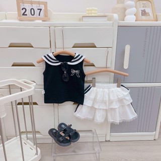 Quần áo trẻ em, Quần áo hè bé gái đi học đi chơi, áo thuỷ thủ và chân váy xoè 3 tầng cho bé 9-26kg S1948 |  Tiểu Yến KID