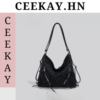 (Sẵn) Túi Tote Ceekay - Túi Đeo Vai Da Bóng Màu Đen Khoá Cài Kim Loại Sang Trọng Thanh Lịch Tinh Tế HX12