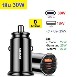 Tẩu sạc điện thoại trên ô tô Baseus C161X 30W 2 cổng, sạc nhanh PD/QC -Bảo Hành 6 tháng