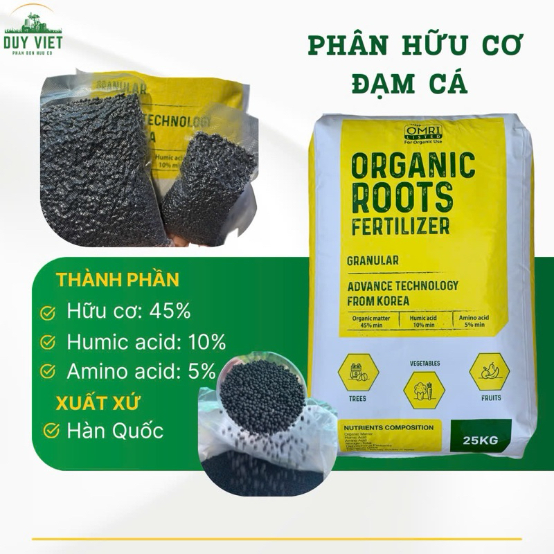 PHÂN ĐẠM CÁ HUMIC HỮU CƠ [Chiết từ bao 25kg chính hãng] ORGANIC ROOTS FERTILIZER - Dạng Viên tròn