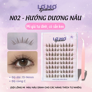   SẴN KEO  Mi Giả Lơ Mơ Màu Nâu – Dáng Hướng Dương – Sợi Mềm Nhẹ Gắn Nhanh – Không Cần Bôi Keo 