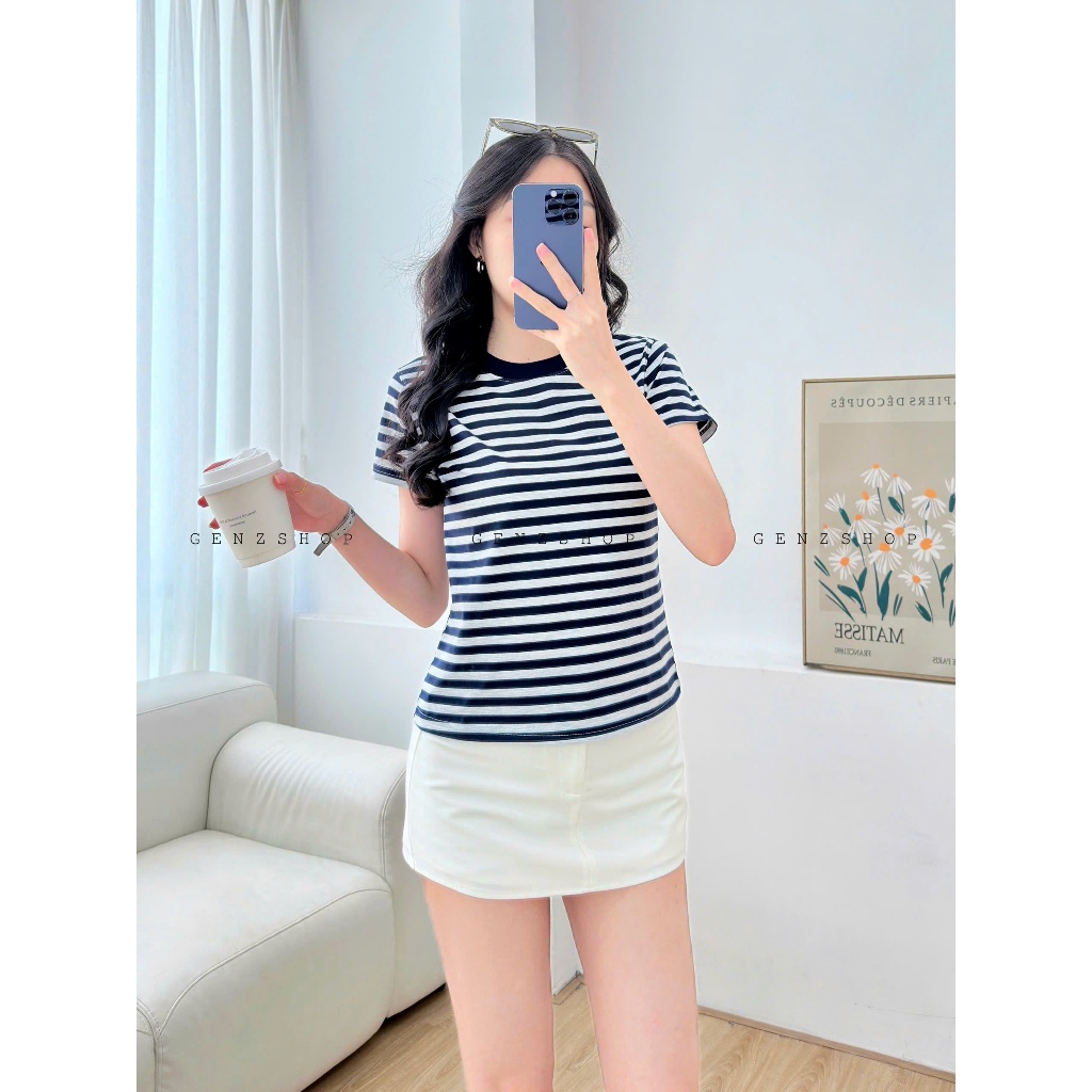 Áo Thun Sọc Ngang Form Babytee  Màu Trung Tính Áo Form Vừa  BBT26
