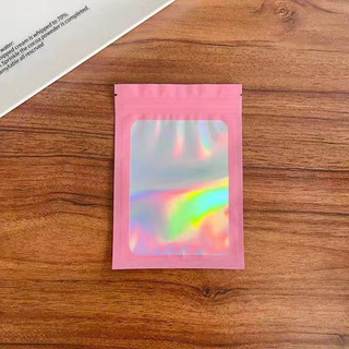 Set 20 túi zip màu hồng hologram