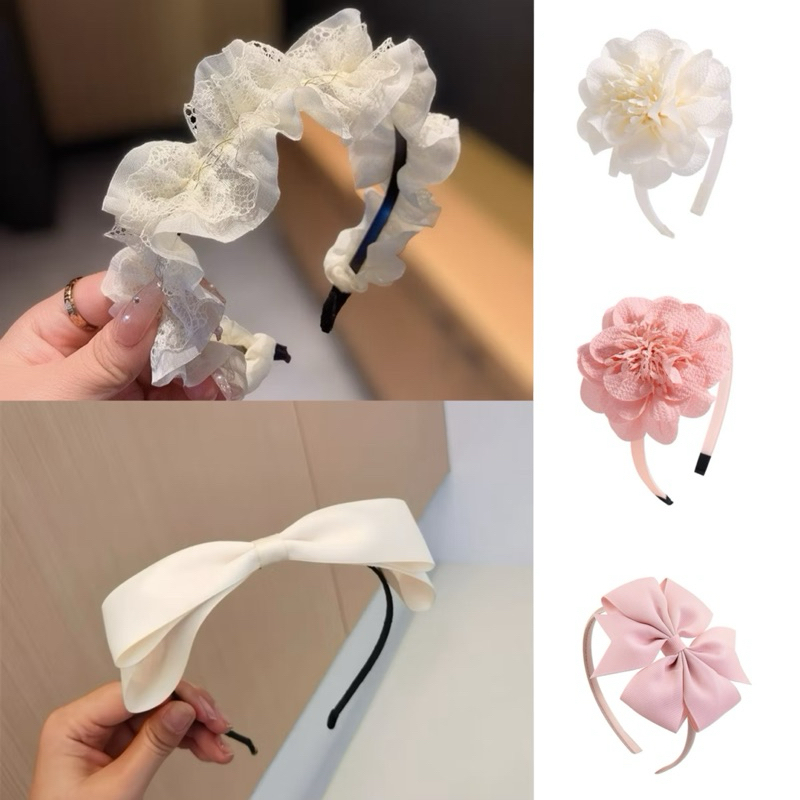 (Phụ kiện) Bờm/cài tóc phối ren xinh yêu phong cách tiểu thư cho bé gái - KIDDIMI