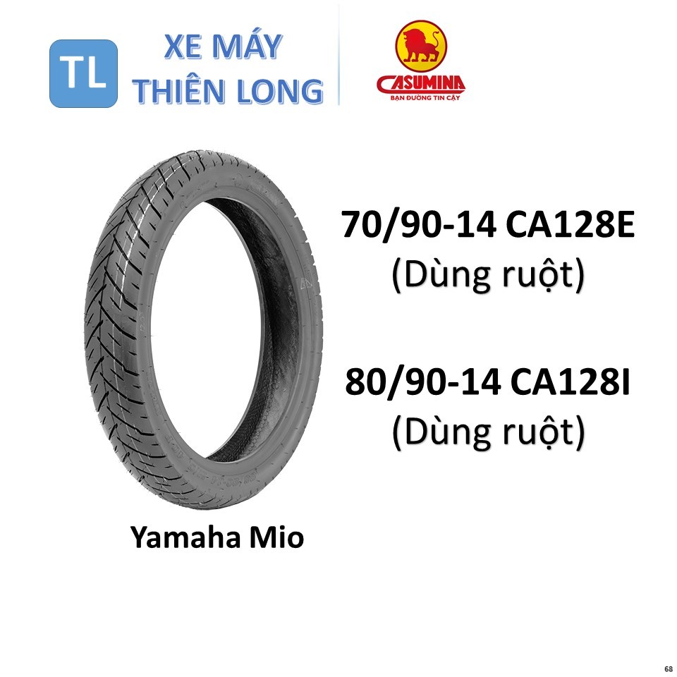 68. Lốp vỏ CASUMINA dùng ruột 70/90-14 CA128E & 80/90-14 CA128I Lốp dành cho xe MIO
