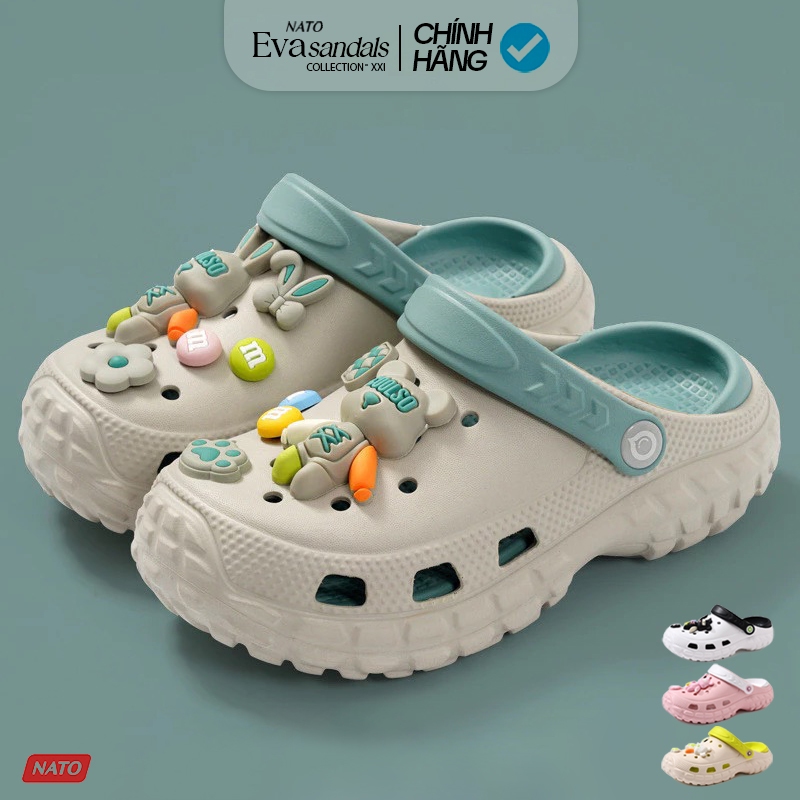 Dép Bánh Mì HEBE Đúc Nguyên Khối EVA Cao Cấp Giày Sandal Đẹp Có Quai Sau Sục Nam Nữ Chống Trượt NATO