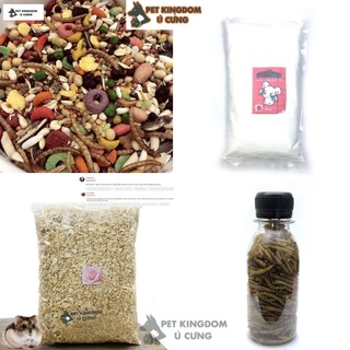 Combo Thức Ăn Mùn Cát Tắm Và Đồ Ăn Vặt Cho Hamster