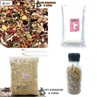 Combo Thức Ăn Mùn Cát Tắm Và Đồ Ăn Vặt Cho Hamster