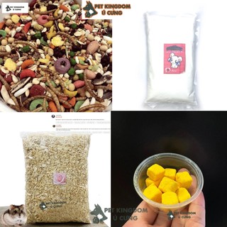 Combo Thức Ăn Mùn Cát Tắm Và Đồ Ăn Vặt Cho Hamster