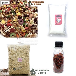 Combo Thức Ăn Mùn Cát Tắm Và Đồ Ăn Vặt Cho Hamster