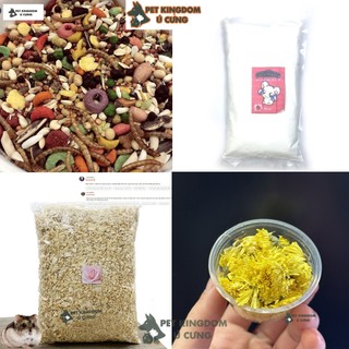 Combo Thức Ăn Mùn Cát Tắm Và Đồ Ăn Vặt Cho Hamster