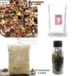 Combo Thức Ăn Mùn Cát Tắm Và Đồ Ăn Vặt Cho Hamster