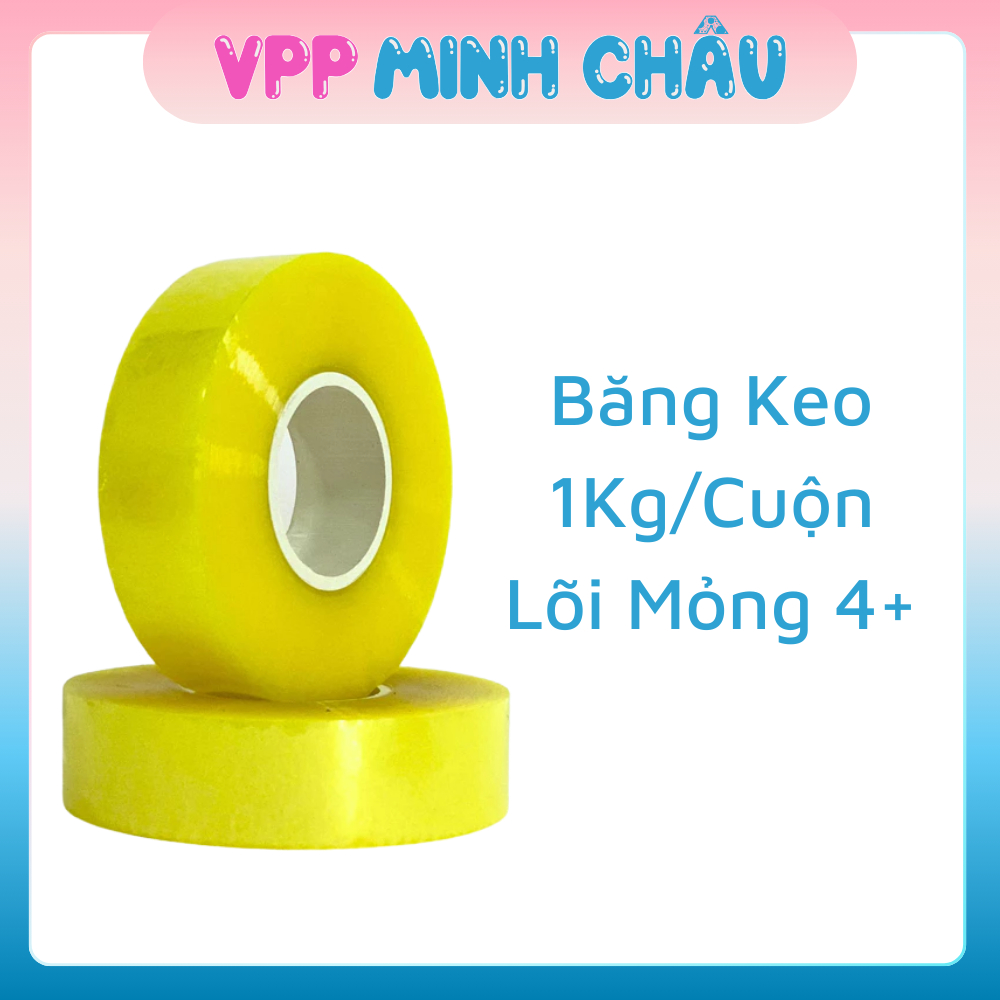 Băng Dính trong suốt đường kính 1cm, Băng Keo 1Kg/Cuộn, Lõi Mỏng 4+, Hàng Chuẩn Dai Dính